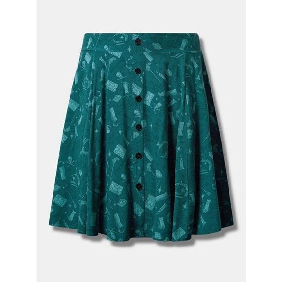 Torrid Disney Hocus Pocus Mini Challis Button Front Skirt Sz 1 - Picture 3 of 4